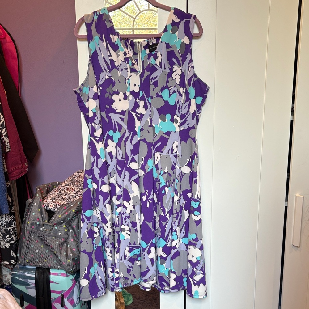 Lane Bryant Purple Floral Midi Dress